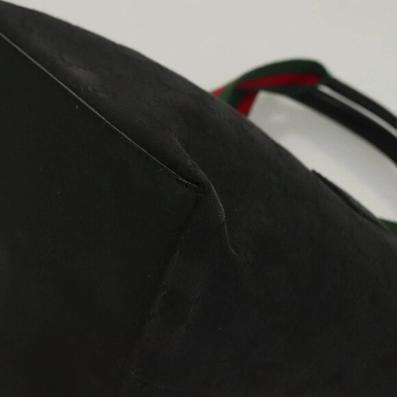 GUCCI GG Canvas Web Sherry Line Tote Bag Black Silver 131228 Auth fm4817 - Picture 12 of 16